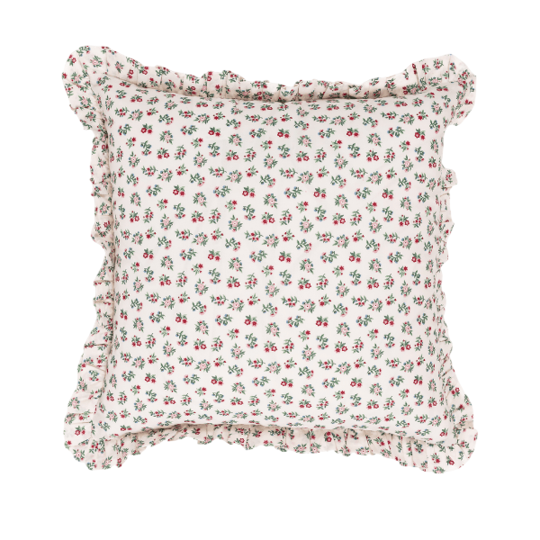 Mildred Floral Cream Ruffled Throw Pillow