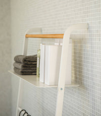 Leaning Storage Ladder With Shelf (63" H)  - Steel