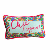 Chairish x Mommani Threads Chic Happens - Needlepoint Pillow