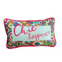 Chairish x Mommani Threads Chic Happens - Needlepoint Pillow