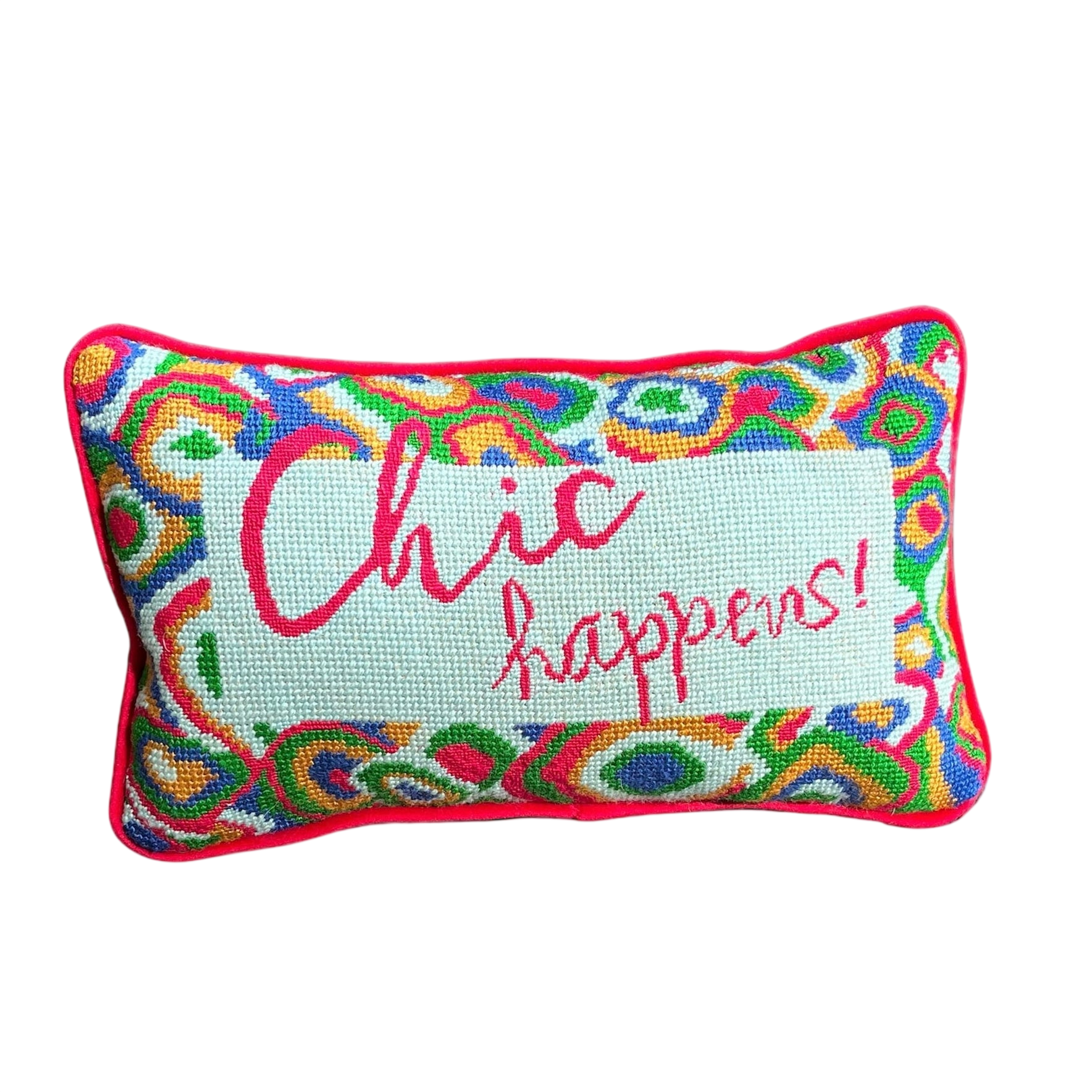 Chairish x Mommani Threads Chic Happens - Needlepoint Pillow