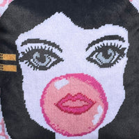 Bubble Girl In A Bubblegum World - Velvet Pillow