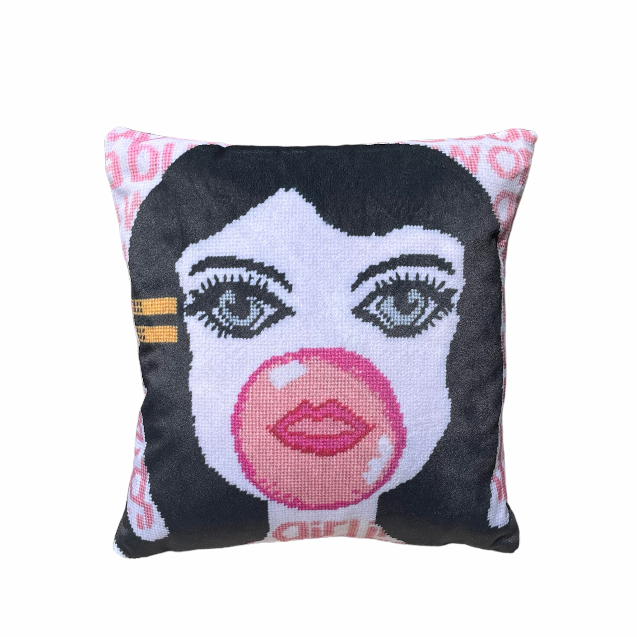 Bubble Girl In A Bubblegum World - Velvet Pillow