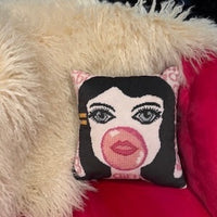 Bubble Girl In A Bubblegum World - Velvet Pillow