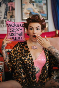 Pink Woke Up Sexy As Hell Again - Velvet Pillow