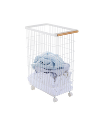 Rolling Wire Basket (24" H)  - Steel + Wood