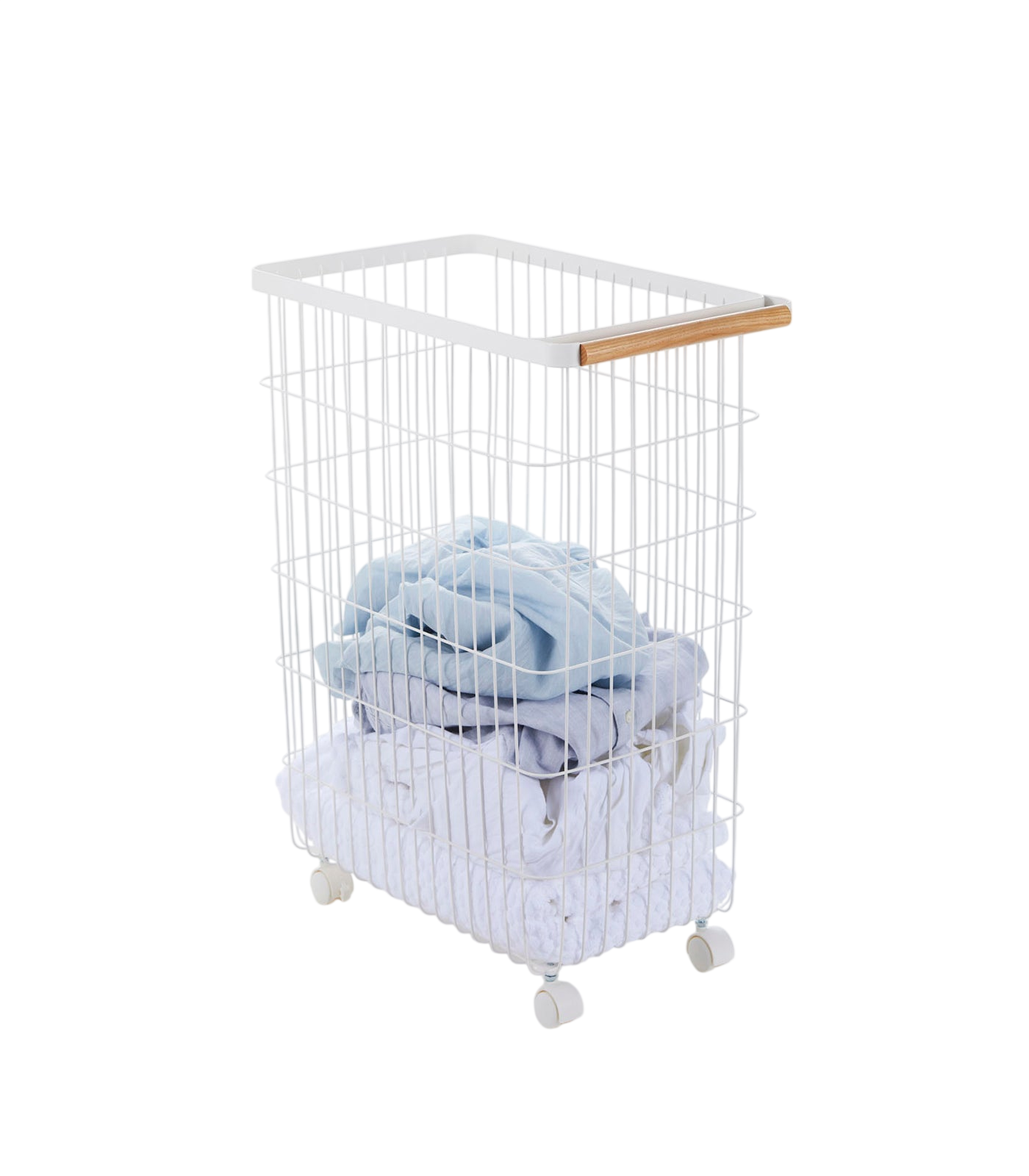Rolling Wire Basket (24" H)  - Steel + Wood