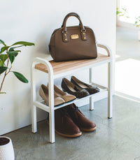 Shoe Organizer & Bench (18" H)  - Steel + Wood
