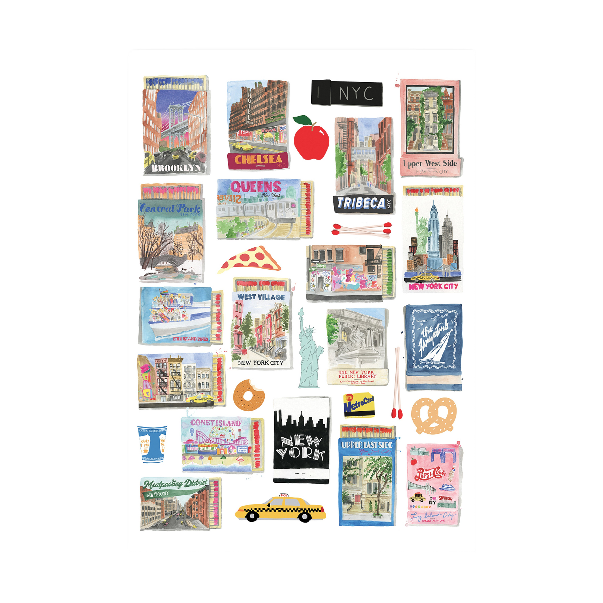 NYC Boroughs Matchbook Print