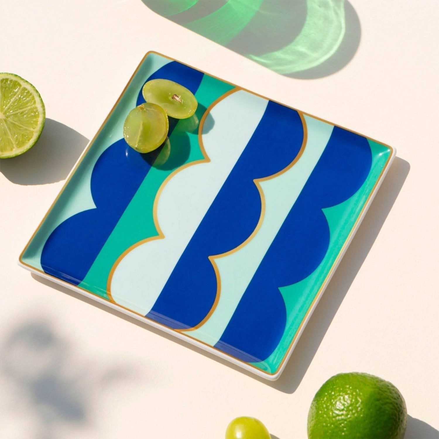 OCTAEVO Riviera Wave Ceramic Tray - Blue