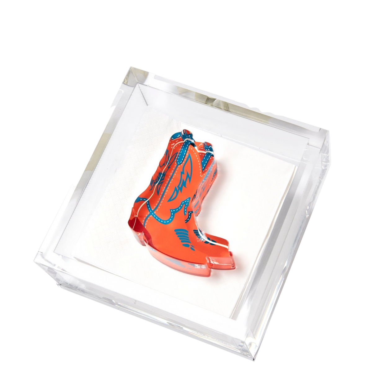 Orange Cowboy Boots Acrylic Cocktail Napkin Holder