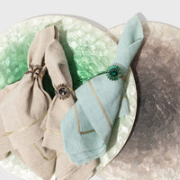 Gold Trim Dinner Napkins - Seafoam (Set of 2)