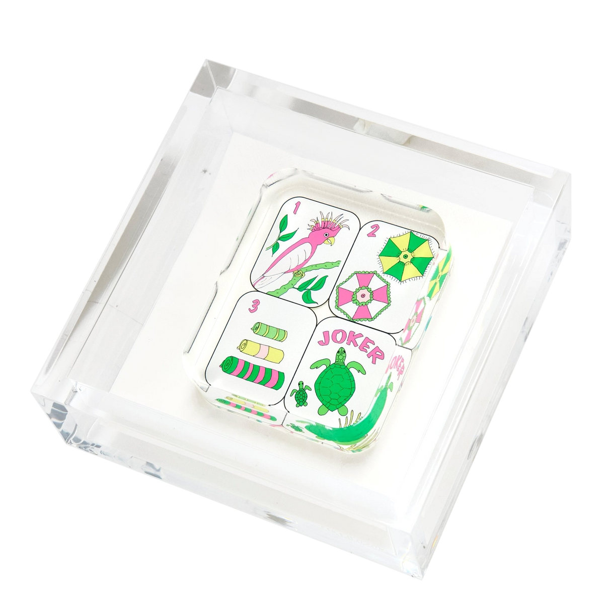 Palm Beach Mahjong Tiles Acrylic Cocktail Napkin Holder