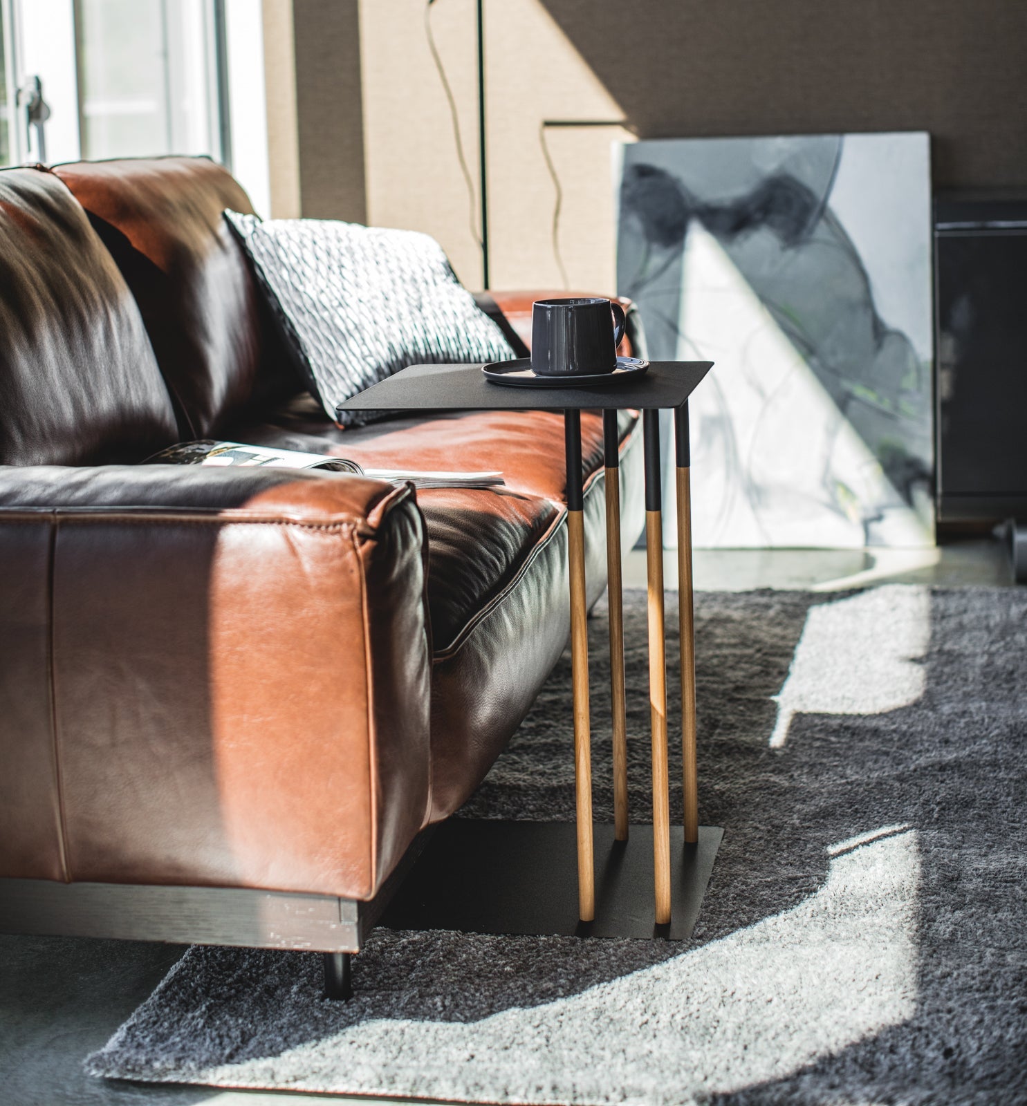 C Side Table (22" H)  - Steel + Wood