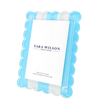 Pastel Blue & White Stripe Acrylic Scallop Frame