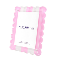 Pastel Pink & White Stripe Acrylic Scallop Frame
