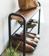 Shoe Organizer & Bench (18" H)  - Steel + Wood