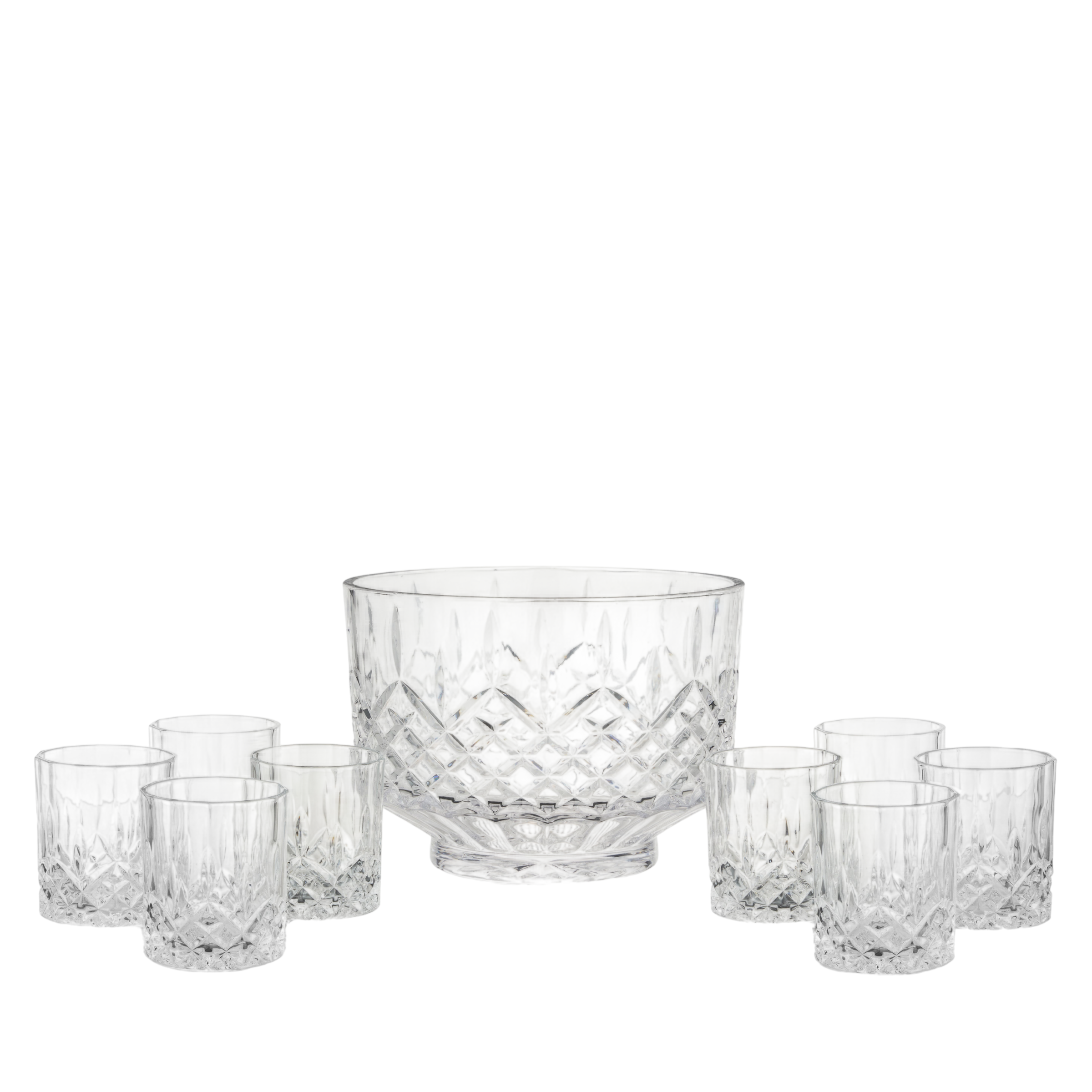 Admiral Crystal Punch Bowl and Tumbler Set