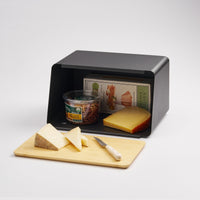 Bread Box with Cutting Board Lid - Steel + Wood