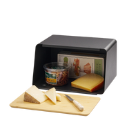 Bread Box with Cutting Board Lid - Steel + Wood