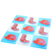 Pink Cowboy Hat & Boot Acrylic Tic Tac Toe