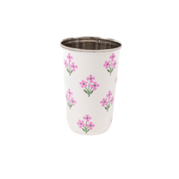 Pink Floral Tall Enamelware Tumblers - Set of 4
