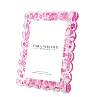Pink Toile Acrylic Scallop Frame