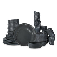 Atik Stoneware Dinnerware Set - Charcoal Black Speckled