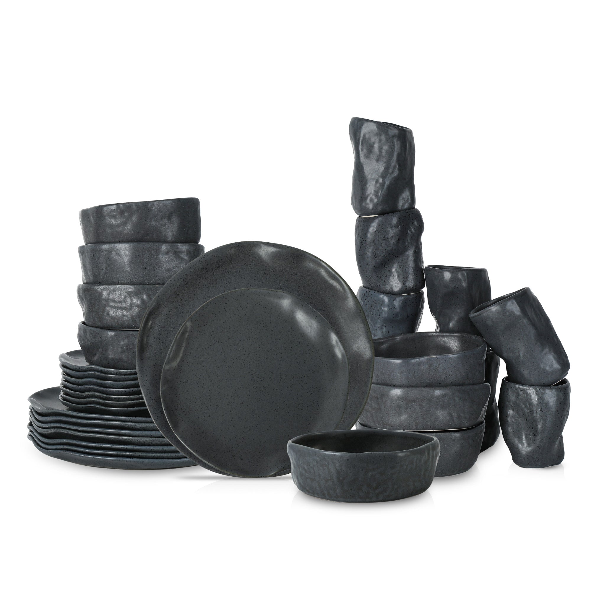 Atik Stoneware Dinnerware Set - Charcoal Black Speckled
