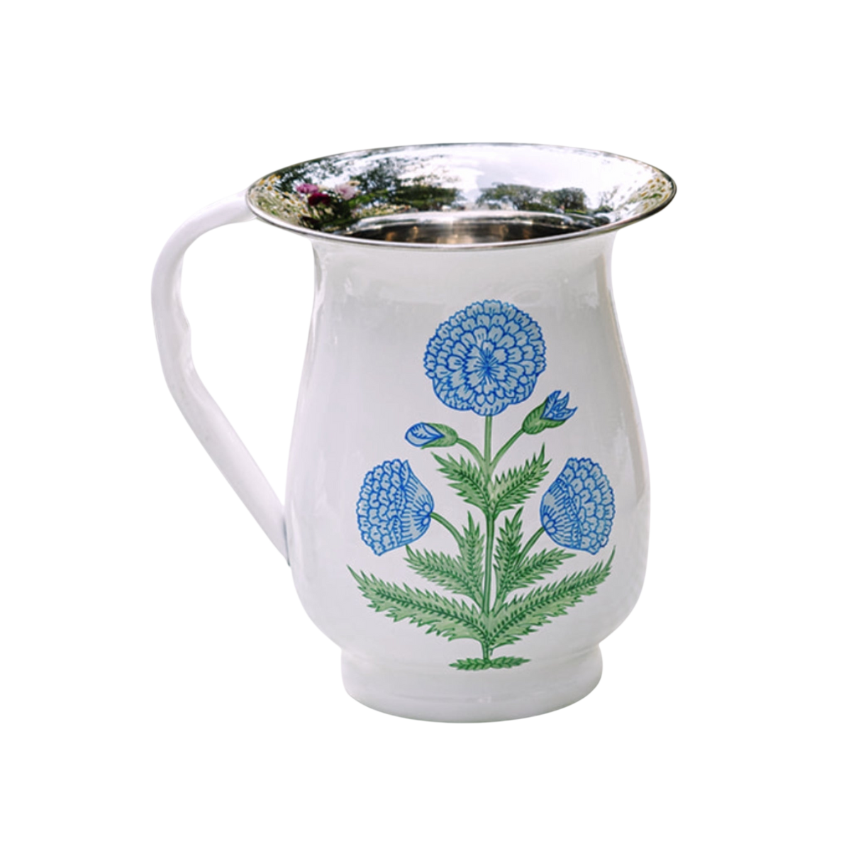 Poppy Blue Hand-painted Enamelware Pitcher