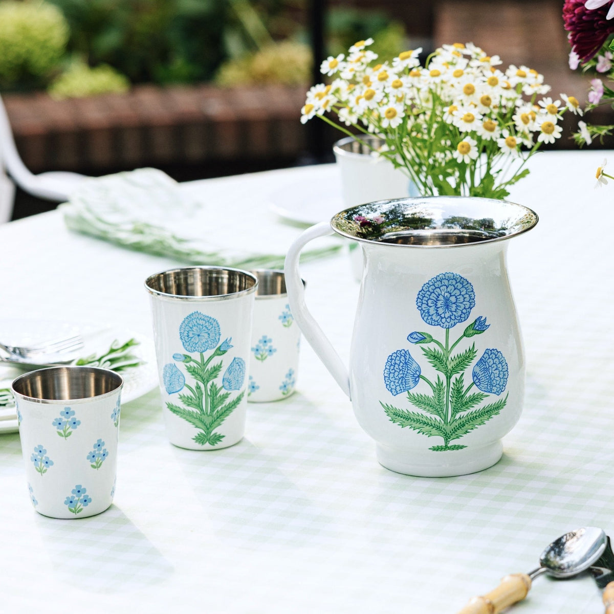 Poppy Blue Tall Enamelware Tumblers - Set of 4