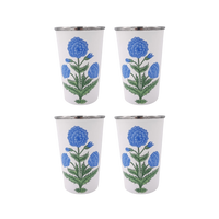 Poppy Blue Tall Enamelware Tumblers - Set of 4
