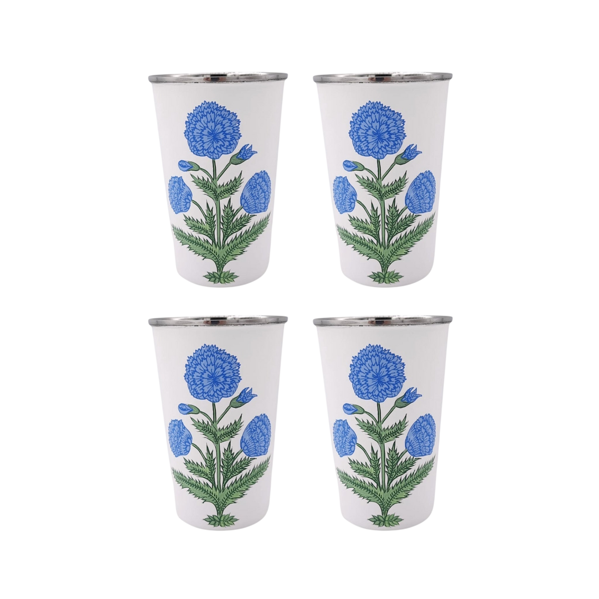 Poppy Blue Tall Enamelware Tumblers - Set of 4