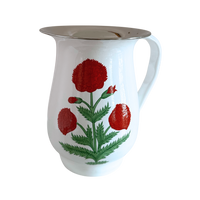 Poppy Red Hand-painted Enamelware Pitcher