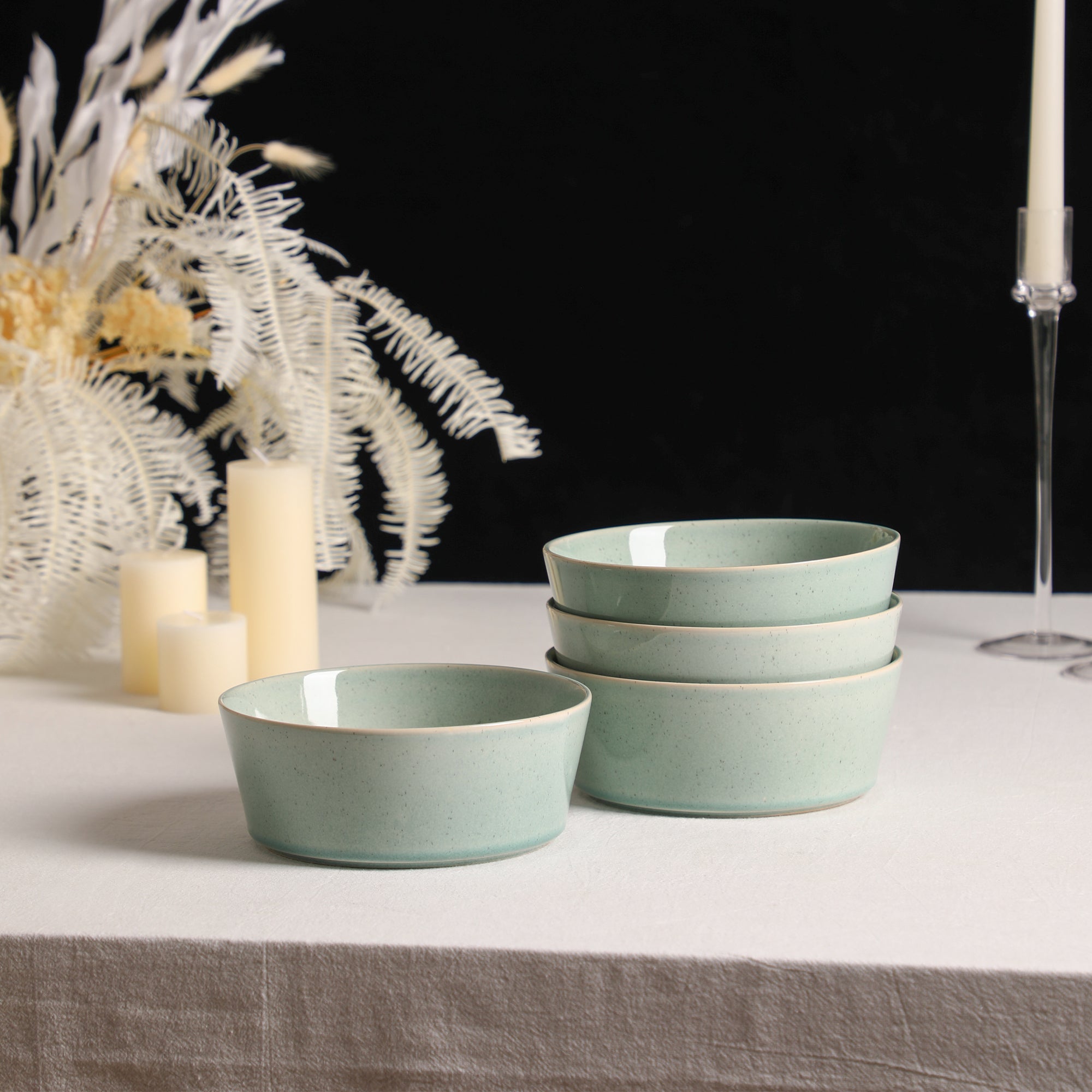Claire Stoneware Bowl Set - Green
