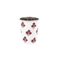 Red Floral Short Enamelware Tumblers - Set of 4