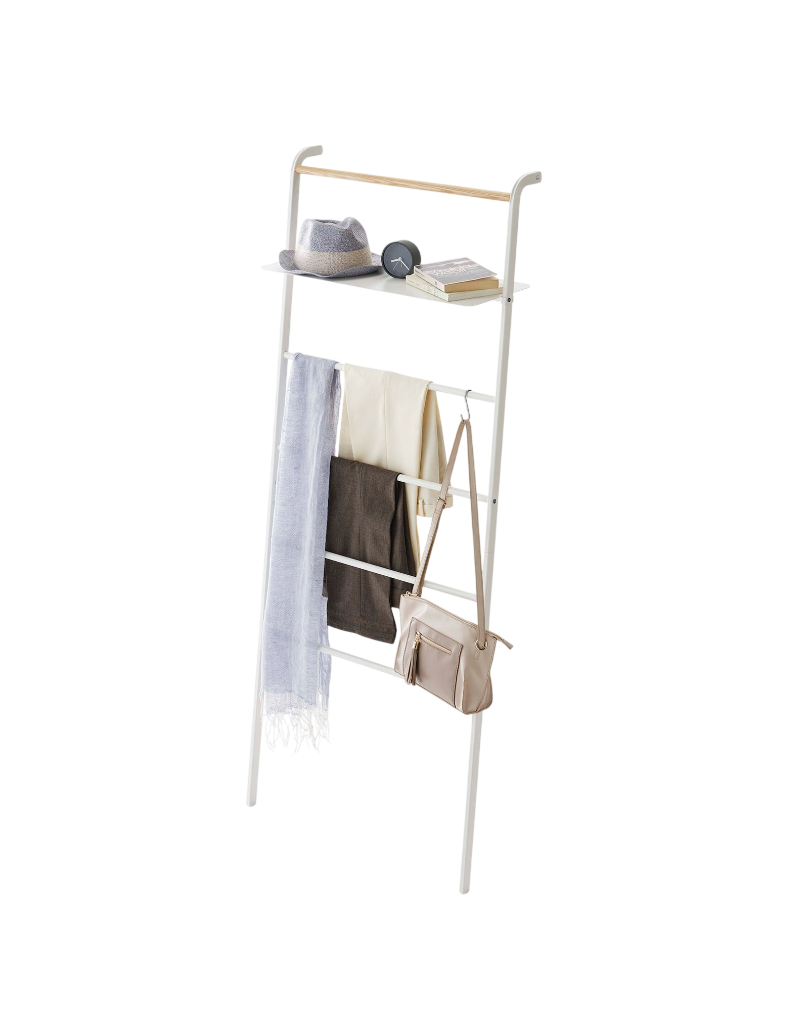 Leaning Storage Ladder With Shelf (63" H)  - Steel