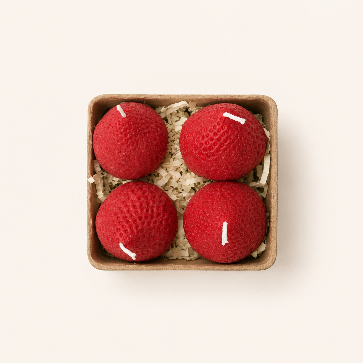 Large Strawberry Candles - 4 Pack