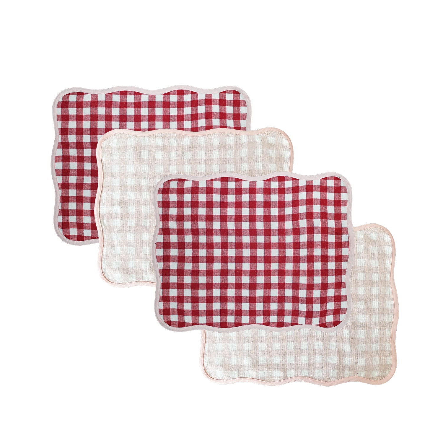 Set of 4 Giardino Reversible Placemats (Rosso/Rosa)