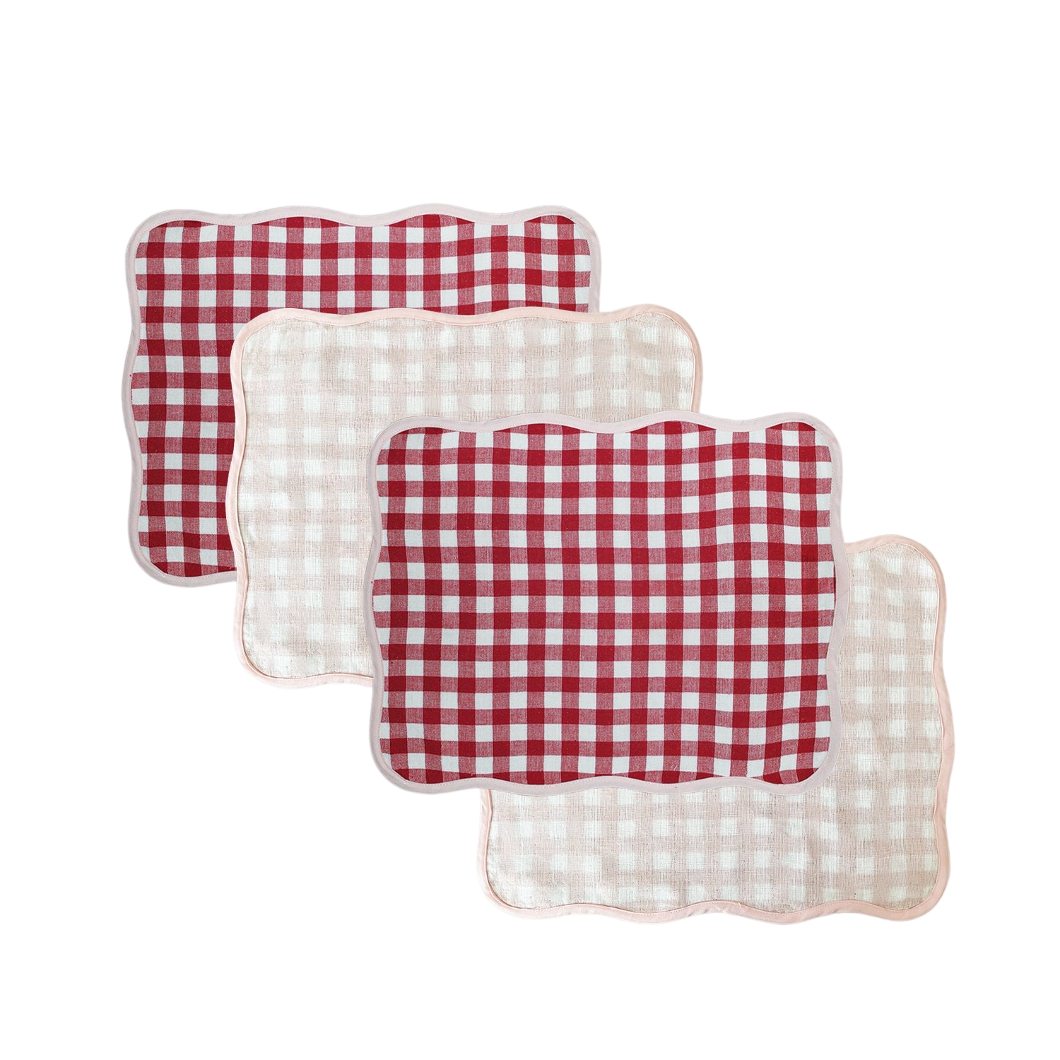 Set of 4 Giardino Reversible Placemats (Rosso/Rosa)