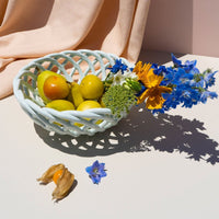 OCTAEVO Sicilia Ceramic Basket Large - Light Mint