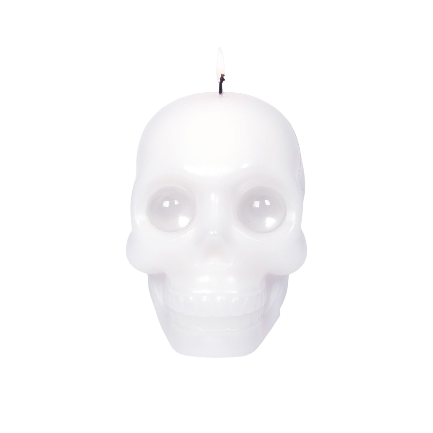 Skull Candle with Crystal Eyeballs - White