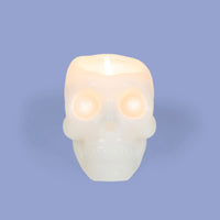 Skull Candle with Crystal Eyeballs - White