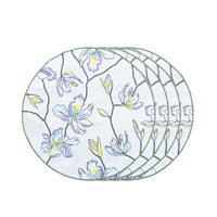 Hand Embroidered Floral Fresco Placemats 16" round (Set of 4)