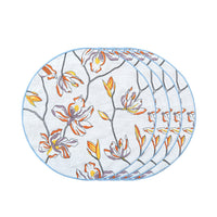 Hand Embroidered Floral Fresco Placemats 16" round (Set of 4)