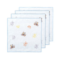 Hand Embroidered Floral Fresco Napkins 18" x 18" (Set of 4)