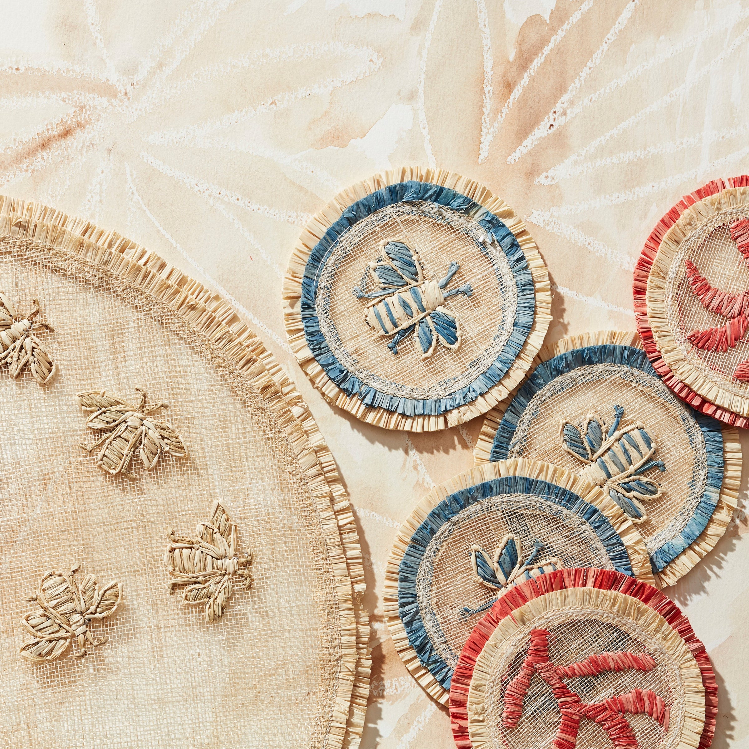 Coral Straw Coasters (Set of 4)