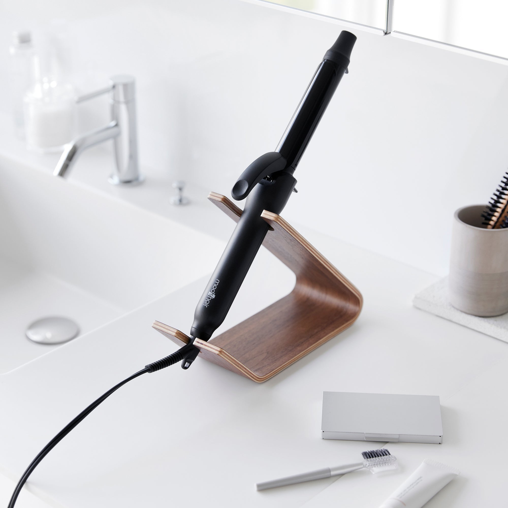Hair Dryer and Iron Stand - Wood