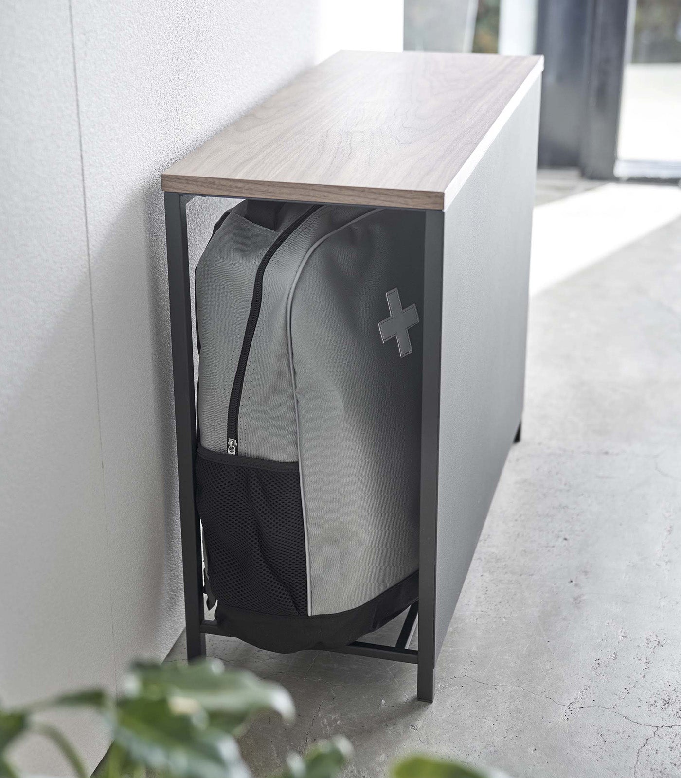 Entryway Storage Organizer & Bench (18" H)  - Steel + Wood
