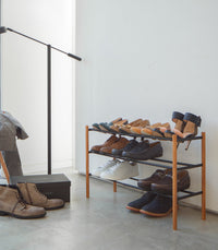 Expandable Shoe Rack (18" H)  - Steel + Wood